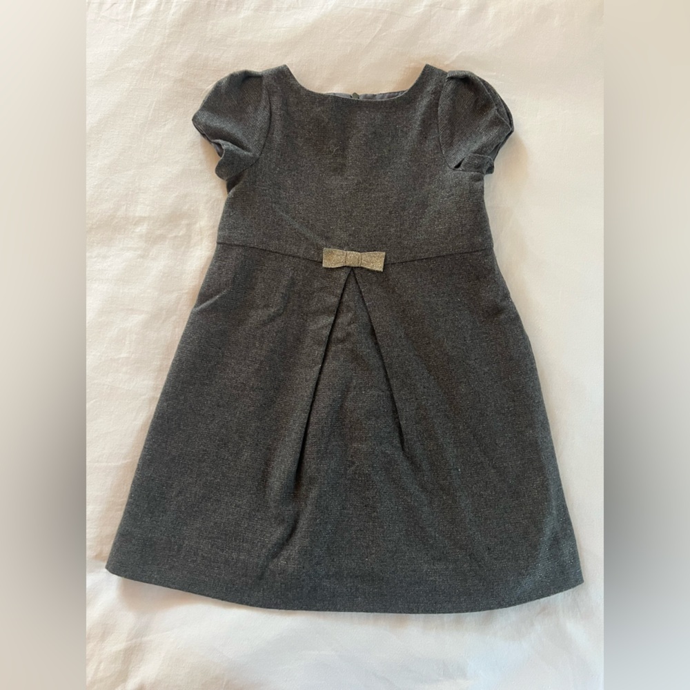 Jacadi Charcoal Wool Dress with Gold Accent size 6Y